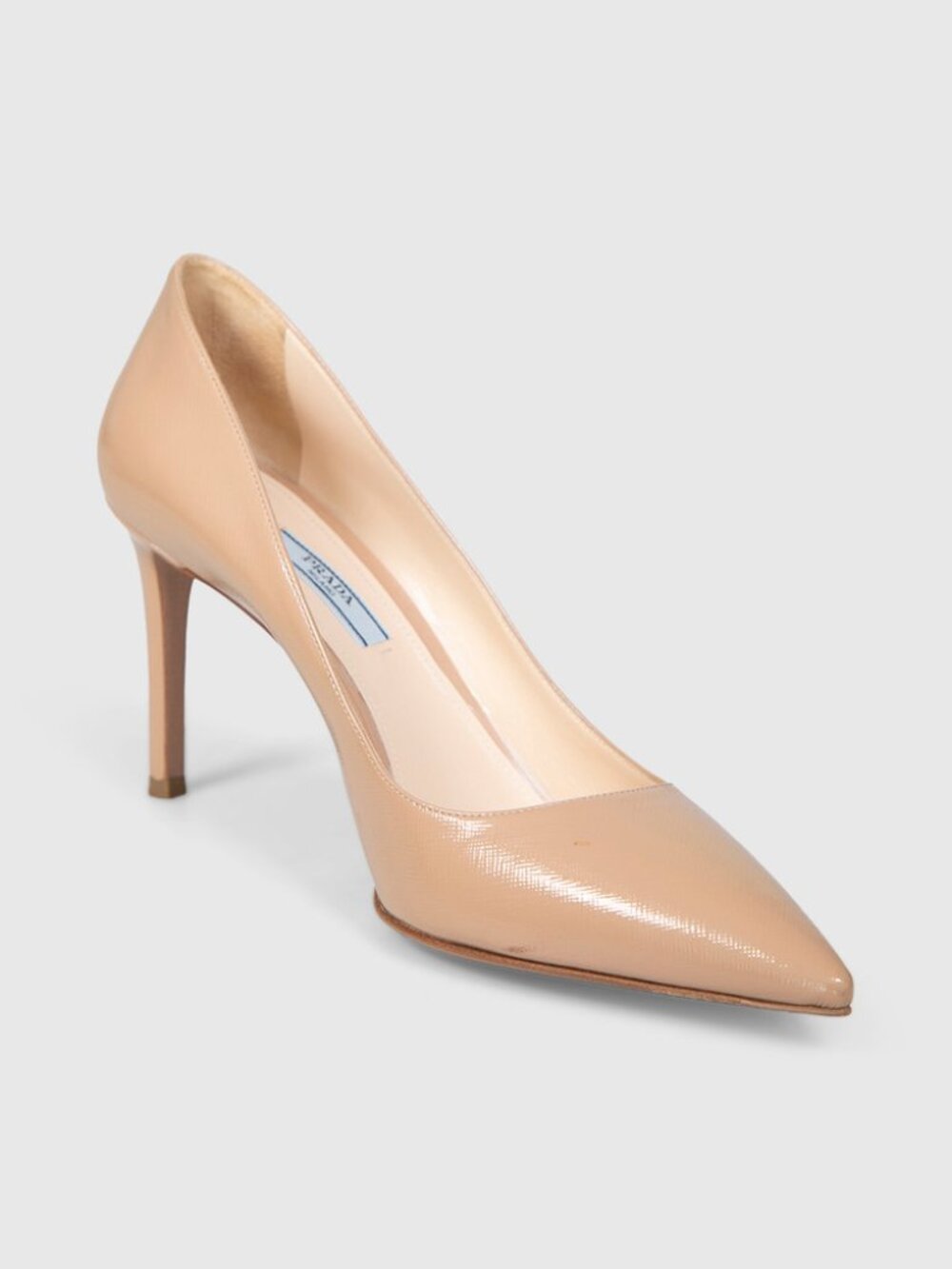 Prada Beige Patent Faffiano Lether Pumps Size 37